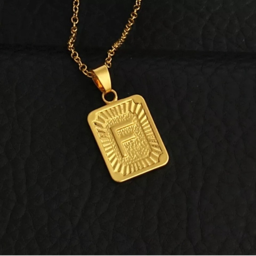 Gold Initial Letter Necklace Link Personalized F
